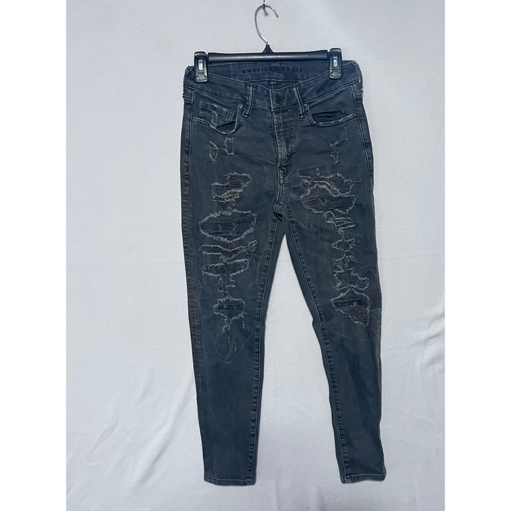 American Eagle Next Level Stretch Distressed Skinny Jeans Black 28x28